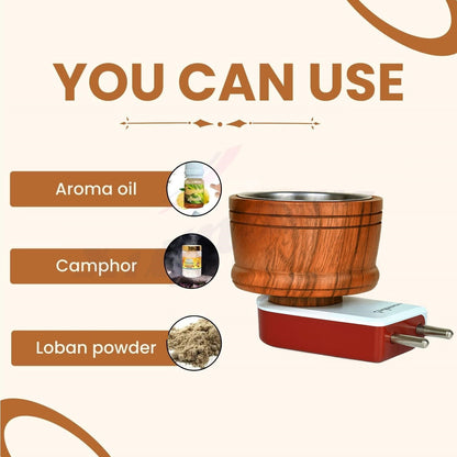 Electric Camphor Burner with Kapoor & Dhoop Mix – Loban Guggal Incense Burner – Air Freshener for Home, Meditation, Relaxation & Spiritual Use