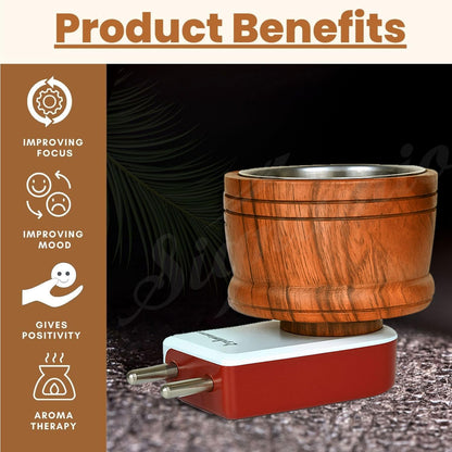 Electric Camphor Burner with Kapoor & Dhoop Mix – Loban Guggal Incense Burner – Air Freshener for Home, Meditation, Relaxation & Spiritual Use