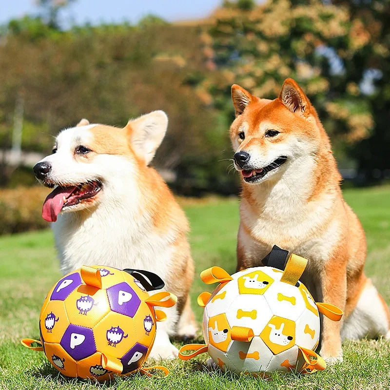 Interactive Dog Soccer Ball – Durable Tug & Fetch Toy for Active Dogs