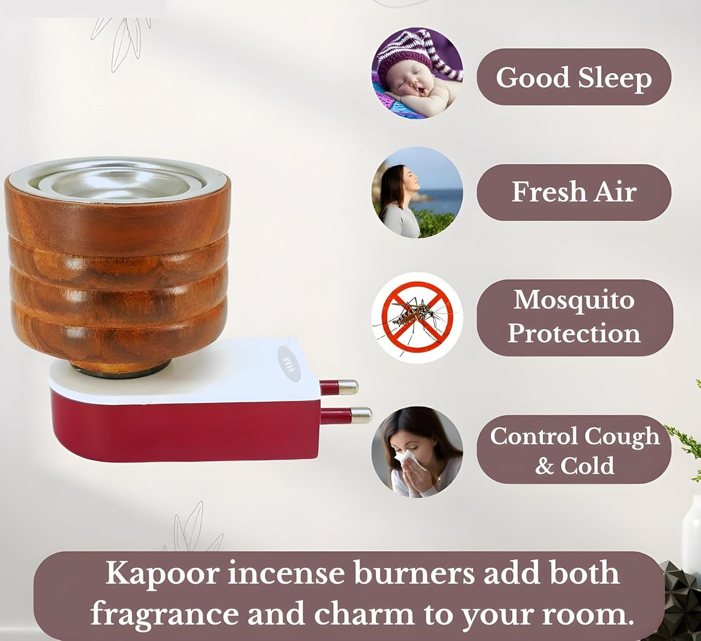 Electric Camphor Burner with Kapoor & Dhoop Mix – Loban Guggal Incense Burner – Air Freshener for Home, Meditation, Relaxation & Spiritual Use