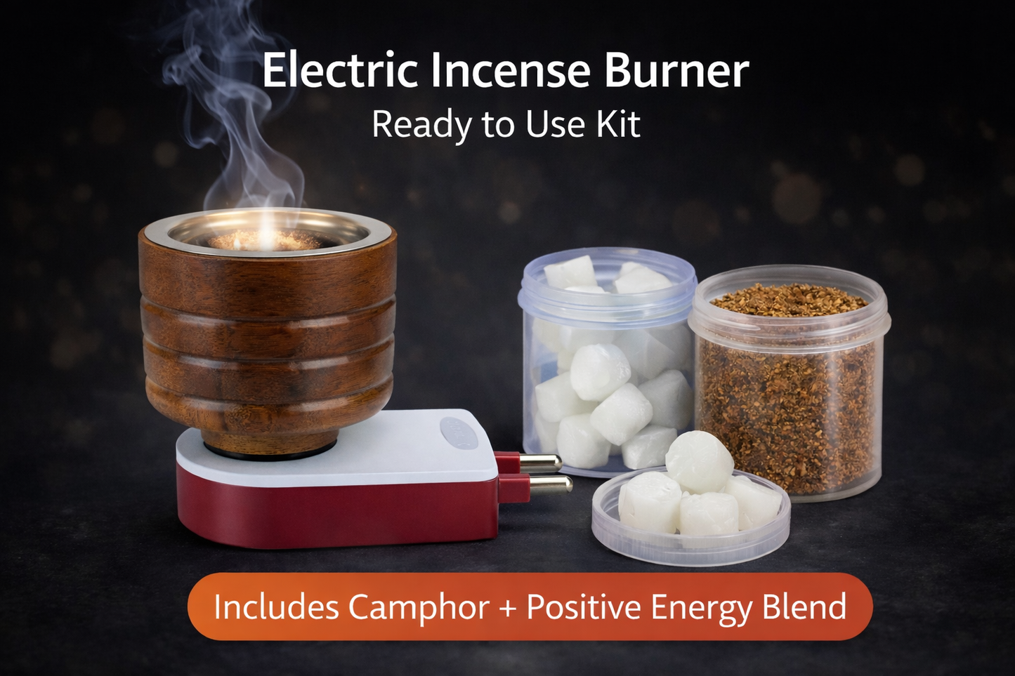 Electric Camphor Burner with Kapoor & Dhoop Mix – Loban Guggal Incense Burner – Air Freshener for Home, Meditation, Relaxation & Spiritual Use