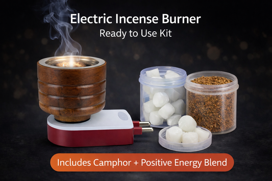 Electric Camphor Burner with Kapoor & Dhoop Mix – Loban Guggal Incense Burner – Air Freshener for Home, Meditation, Relaxation & Spiritual Use