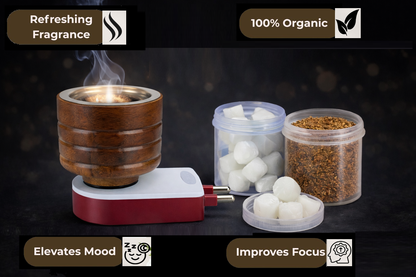 Electric Camphor Burner with Kapoor & Dhoop Mix – Loban Guggal Incense Burner – Air Freshener for Home, Meditation, Relaxation & Spiritual Use
